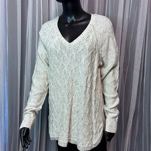 Sonoma Cream V-Neck Cable Knit Sweater